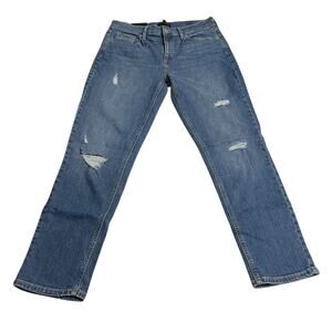 Banana Republic Womens Jeans 6 Blue Distressed Low Rise Relaxed Girlfriend Denim